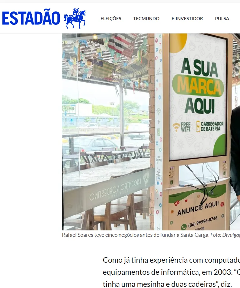 Matéria do Estadão: Rafael Soares teve cinco negócios antes de fundar a Santa Carga
